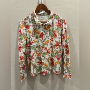 ICIKULS multicolored floral 1/4 zip athletic long mesh sleeve  XL
